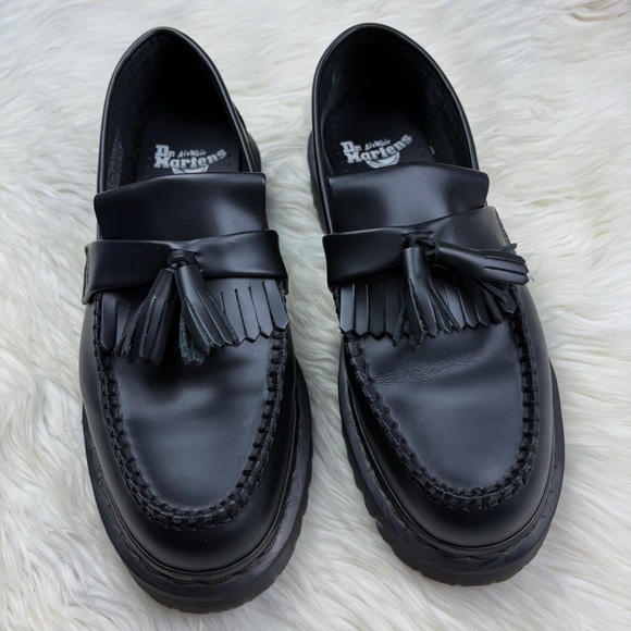 Dr. Martens Adrian Bex Smooth Leather Tassel Loafer Black Stitching Size 9 Women - Picture 2 of 10